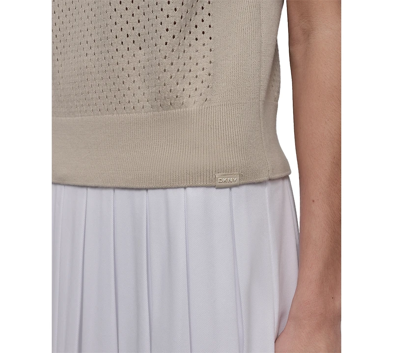 Dkny Sport Women's Open-Knit Sleeveless V-Neck Sweater