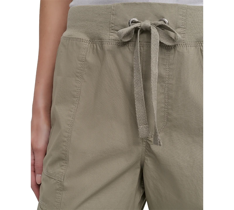 Dkny Sport Women's Cotton Ribbed-Waist Jogger Cargo Pants