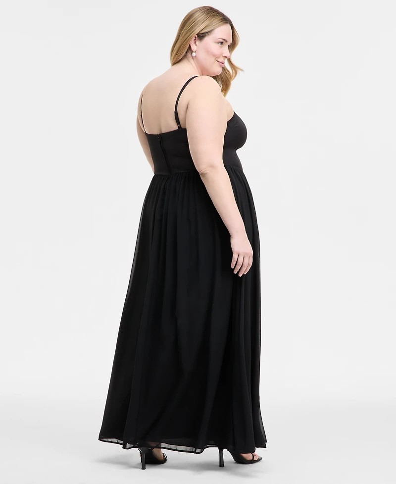 Seni & Cade Plus Sweetheart-Neck Sleeveless Gown