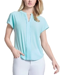 Jones New York Women's Split-Neck Short-Sleeve Henley Top