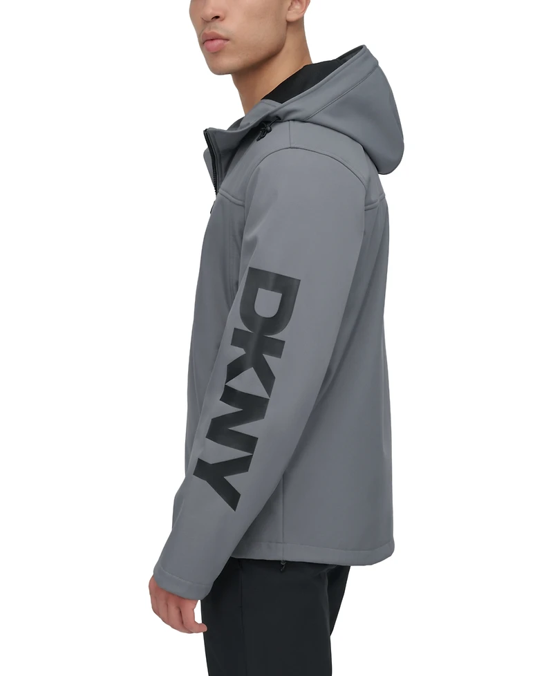 Dkny Men's Zip-Front Hooded Logo Jacket