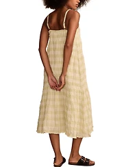 Lucky Brand Women's Smocked Gingham Midi Dress
