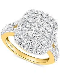 Forever Grown Diamonds Lab Diamond Halo Cluster Ring (2 ct. t.w.) Sterling Silver or 14K Gold-Plated