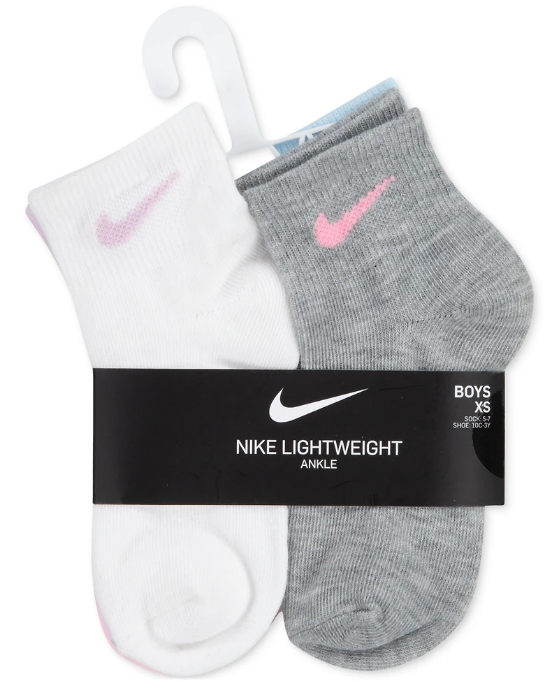 Nike Little Girls Metallic Swoosh Quarter Socks, Pack of 6