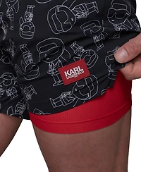 Karl Lagerfeld Paris Men's Regular-Fit Quick-Dry 5" Swim Trunks with Boxer Brief Liner