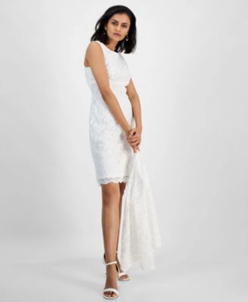 Kasper Womens Empire Seam Scalloped Lace Sheath Dress Lace Open Front 3 4 Sleeve Jacket Regular Petite Sizes