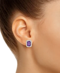 Citrine (2 ct. t.w.) & Lab-Created White Sapphire (1/4 Square Halo Stud Earrings 10k Gold (Also Additional Gemstones)