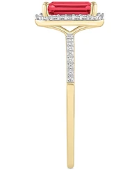 Lab-Created Ruby (2 ct. t.w.) & White Sapphire (1/4 Emerald-Cut Halo Ring 10k Gold (Also Additional Gemstones)