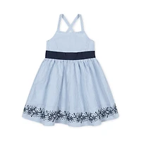 Hope & Henry Toddler Girls Heirloom Sleeveless Special Occasion Sundress with Bow Back Detail and Embroidery