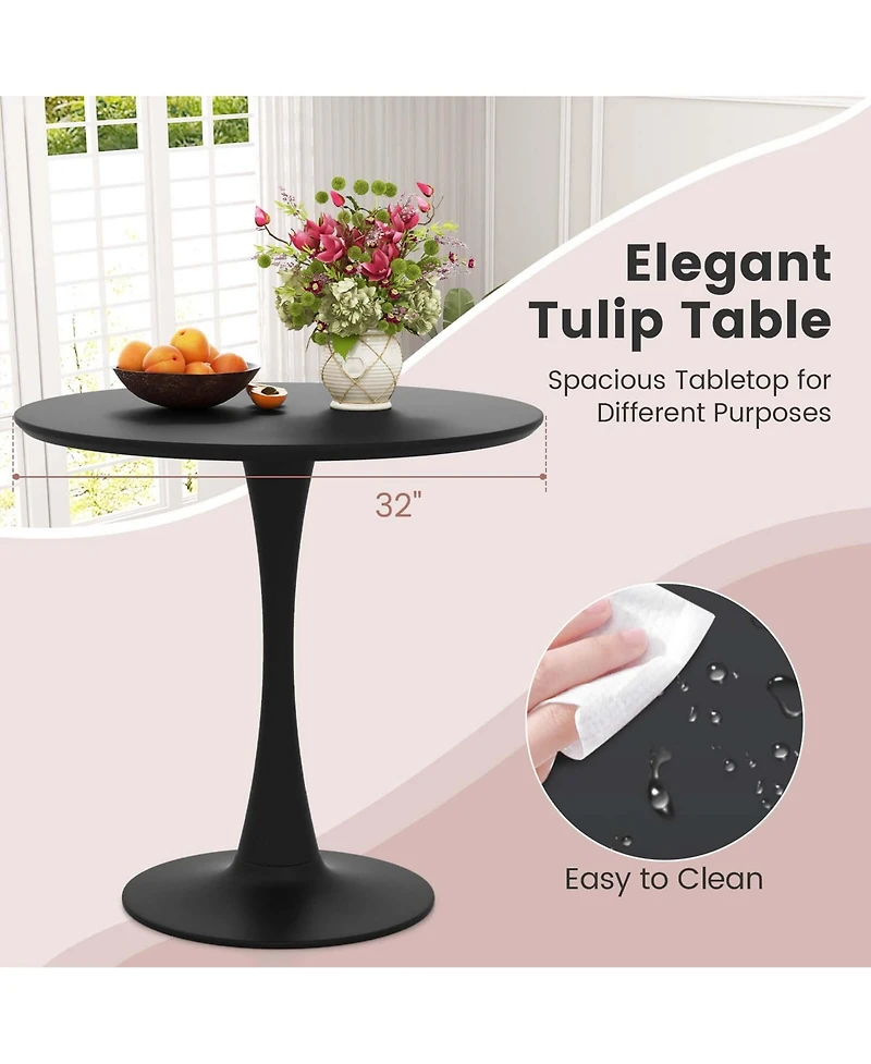 5 Pcs Dining Set Modern Round Dining Table 4 Chairs for Small Space Kitchen