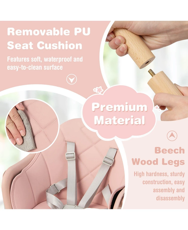 Gouun 6-in-1 Baby High Chair with Removable Dishwasher and Safe Tray
