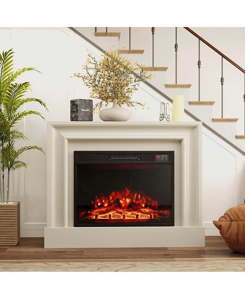 23" Electric Fireplace Insert with Remote Control Adjustable Flame Color Brightness