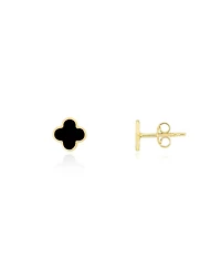 The Lovery Mini Onyx Clover Stud Earrings 14K Gold