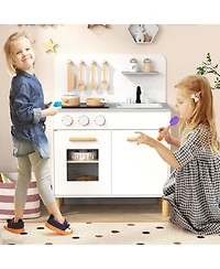 Kids Kitchen Playset with Cooking Accessories & Storage Interactive Toy for Toddlers