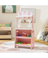 Kids Farmers Market Stand Wooden Playset for Creative Pretend Play