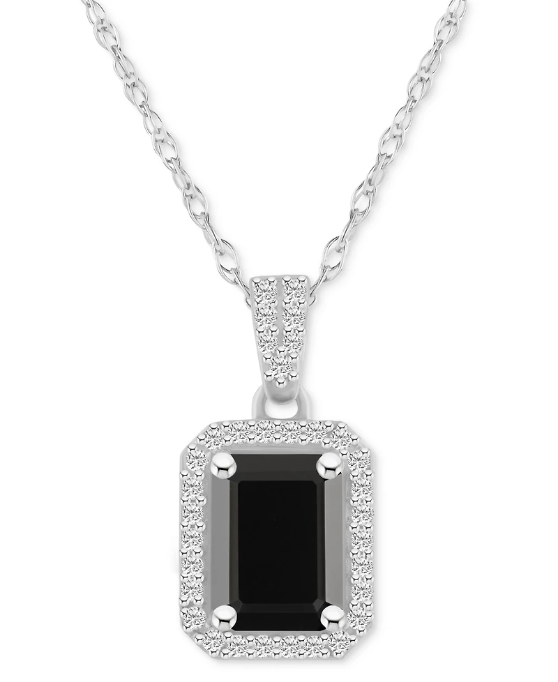Lab Created Ruby (2 ct. t.w.) & White Sapphire (1/5 Rectangle Pendant Necklace 10k Yellow Gold