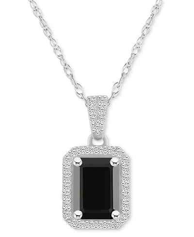 Lab Created Ruby (2 ct. t.w.) & White Sapphire (1/5 Rectangle Pendant Necklace 10k Yellow Gold