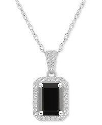 Lab Created Ruby (2 ct. t.w.) & White Sapphire (1/5 Rectangle Pendant Necklace 10k Yellow Gold