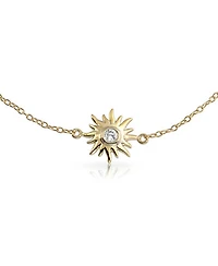 Bling Jewelry Sunburst Cz Accent Anklet Ankle Bracelet Gold Plated Sterling Silver