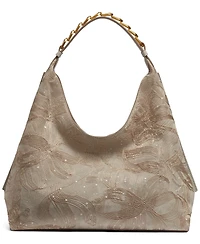 Donna Karan New York Bellmore Small Floral Embroidery Shoulder with Bezel Strap