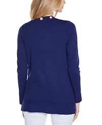 Belldini Women's Rhinestone Grommet Open-Front Cardigan Sweater