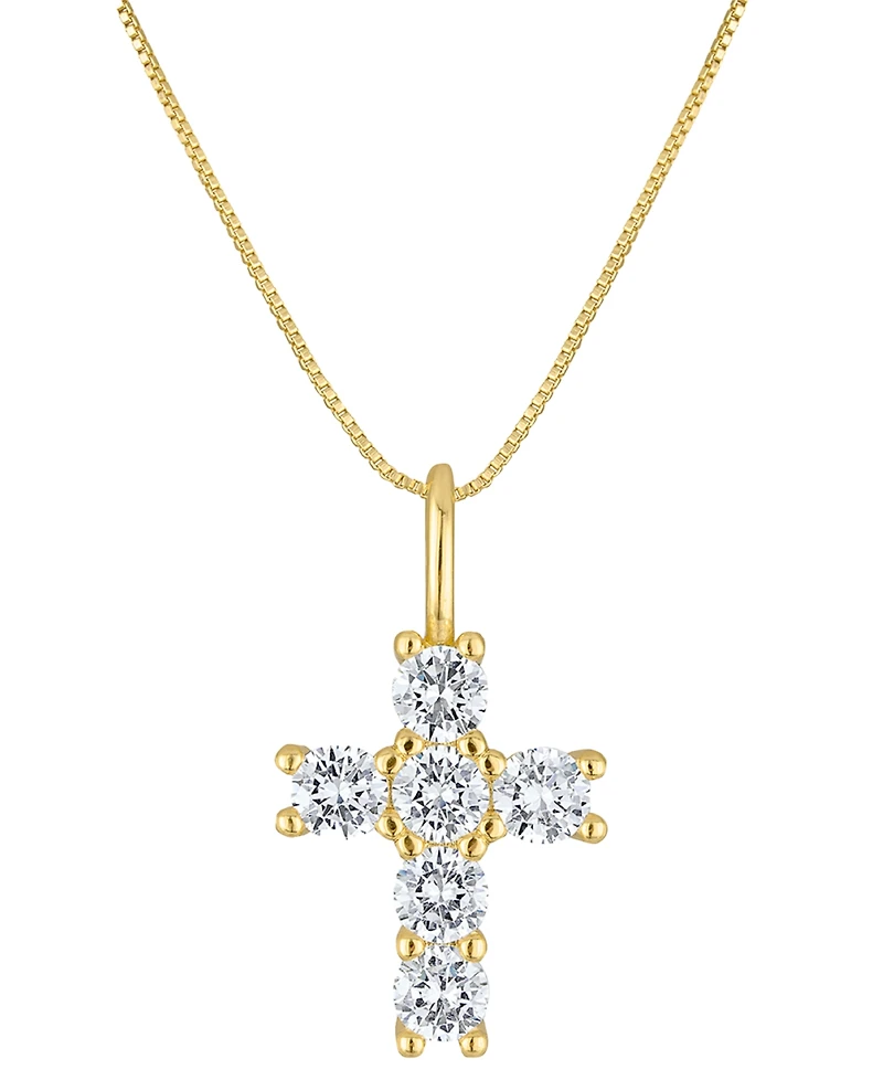 Ben Oni 18k Gold-Filled Cubic Zirconia Cross 17-1/2" Pendant Necklace