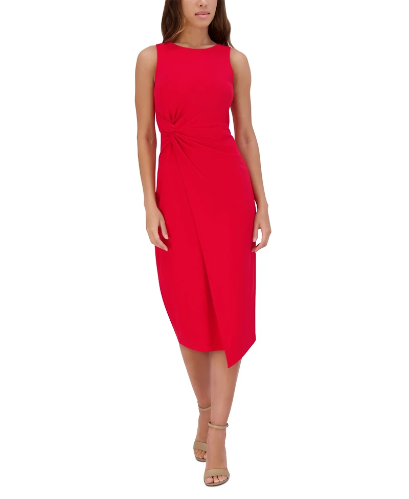 Siena Women's Ruched Side-Twist Sleeveless Midi Dress