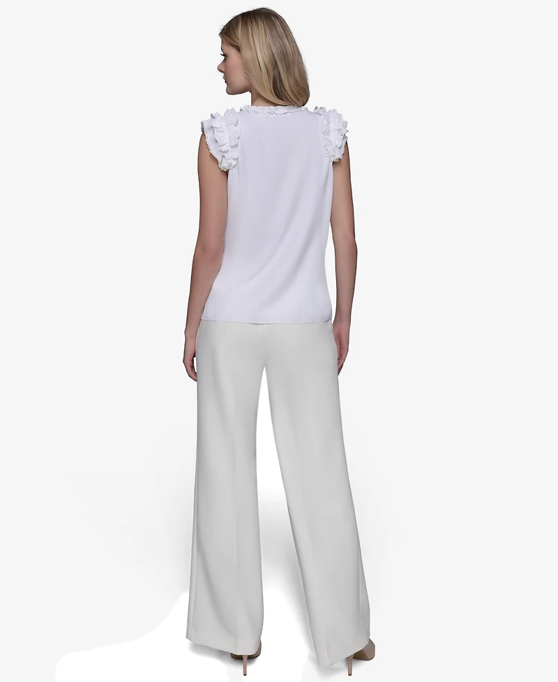 Karl Lagerfeld Paris Women's Ruffled Sleeveless Top