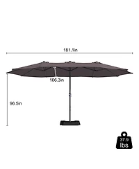 15 Ft Patio Umbrella with Base Included Outdoor Double-sided Umbrella Extra Large Patio Umbrella Patio Table Umbrella for Patio With Base