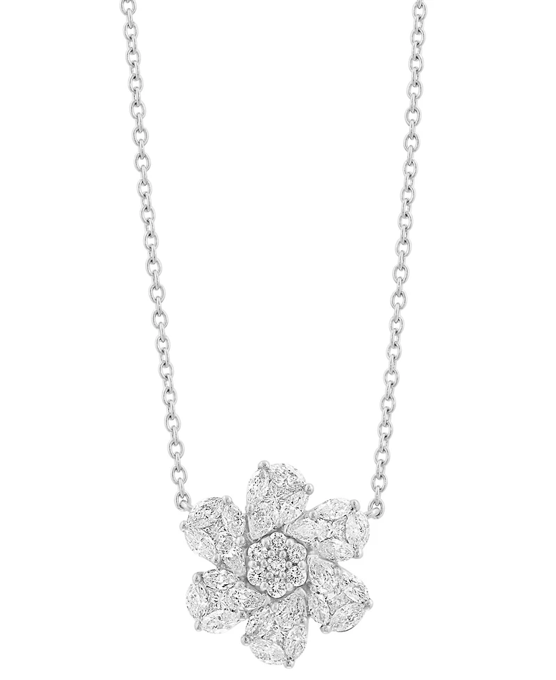 Effy Diamond Mixed Cut Flower 18" Pendant Necklace (1 ct. t.w.) in 14k White Gold