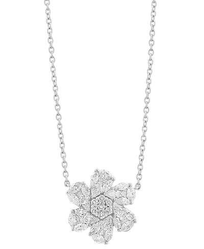 Effy Diamond Mixed Cut Flower 18" Pendant Necklace (1 ct. t.w.) in 14k White Gold