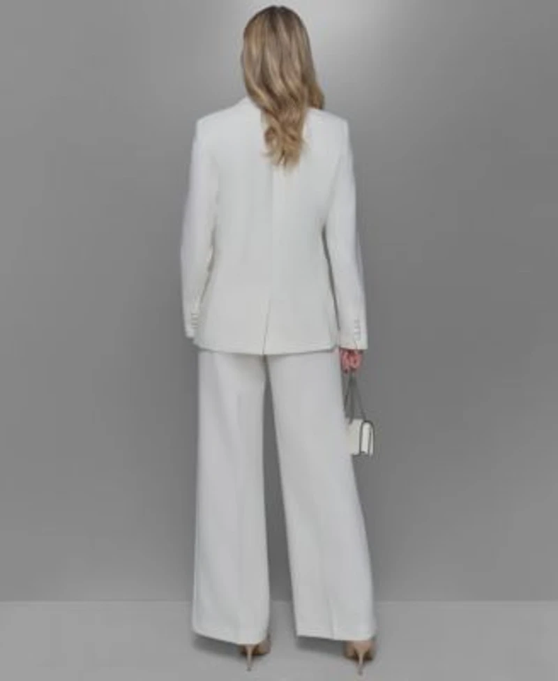 Karl Lagerfeld Paris Womens Pleat Front Pants Cap Sleeve Blouse One Button Blazer