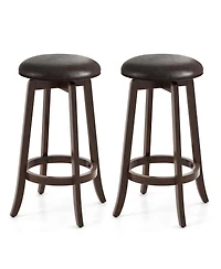 29" Counter Height Stools Set of with 360° Swivel Round Seat & Footrest