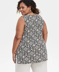 Jm Collection Plus Printed Tunic Tank, Exclusively at Macy's