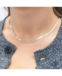 The Lovery Mini Herringbone Necklace 14K White Gold - 3 millimeters - 18 inches