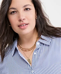 On 34th Trendy Plus Button-Front Crepe Shirt