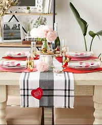 Design Imports Heart Xoxo Plaid Table Runner, 14" x 72"