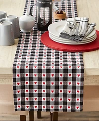 Design Imports Hearts Dobby Check Table Runner, 14" x 108"