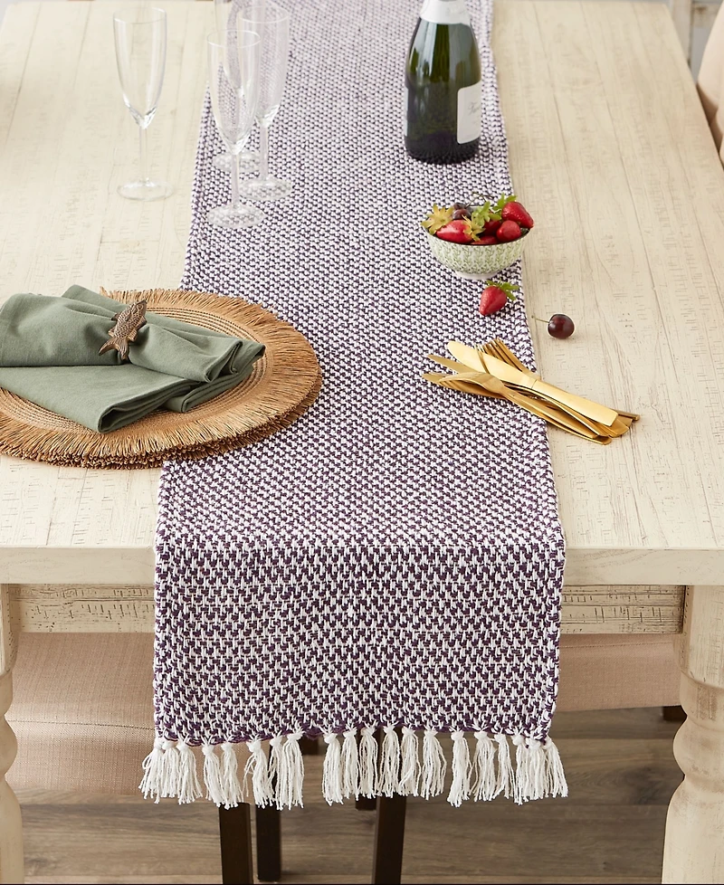 Design Imports Woven Jacquard Fringe Table Runner, 15" x 72"
