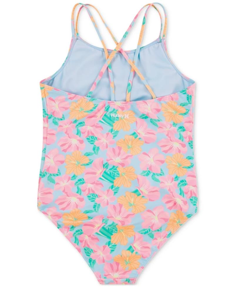 Hurley Big Girls Strappy All Over Print One Piece Swimsuit