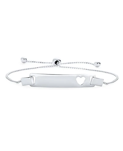 Bling Jewelry Delicate Petite Heart Id Bracelet Sterling Silver 5-6 Inch Small Wrists