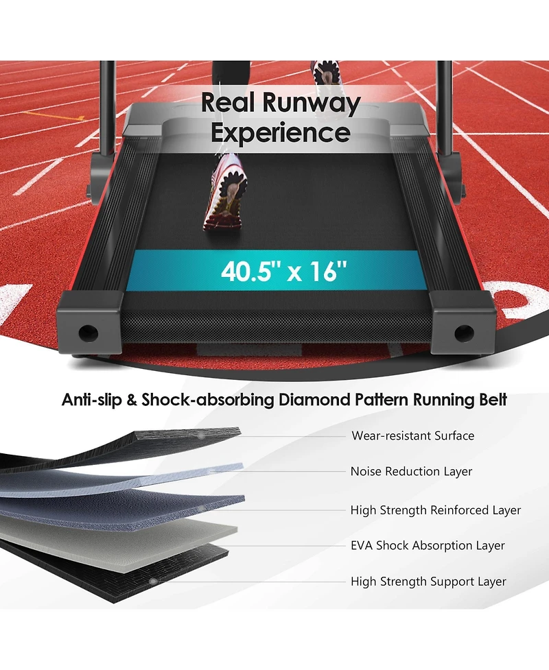 3-in-1 Folding Treadmill with Large Desk and Lcd Display