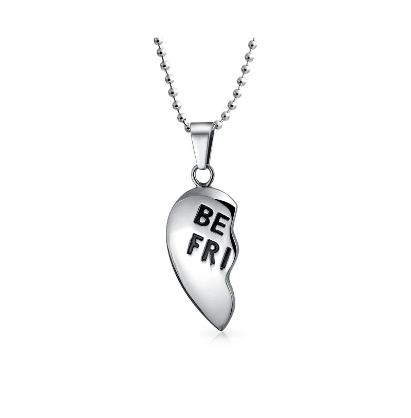 Bling Jewelry Break Apart Heart Pendant Necklace Bff - Silver Tone Stainless Steel