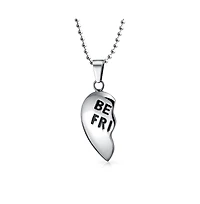 Bling Jewelry Break Apart Heart Pendant Necklace Bff - Silver Tone Stainless Steel