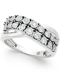 Diamond Two-Row Crossover Ring (1/4 ct. t.w.) 10k White or Yellow Gold