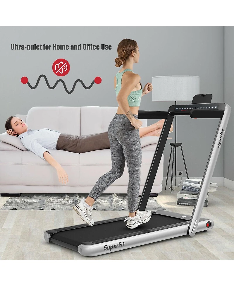 2.25 Hp 2-in-1 Folding Walking Pad Treadmill with Dual Display and App Control