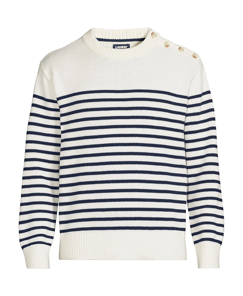 Lands' End Men's Drifter Button Up Crewneck Sweater