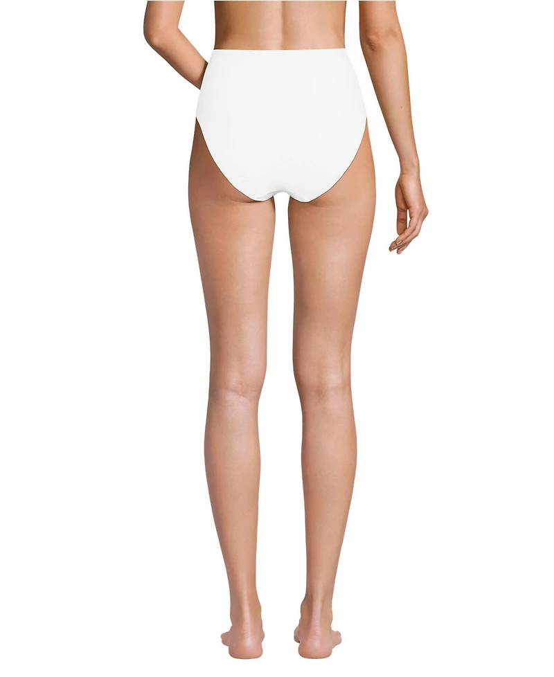 Lands' End Women's Chlorine Resistant Ottoman Rib High Waisted Bikini Bottoms