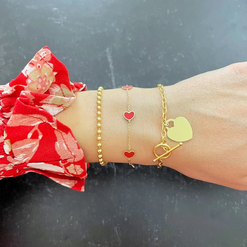 The Lovery Gold Heart Toggle Bracelet 14K Yellow Gold