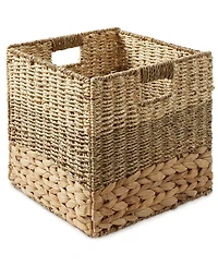 Casafield 13" x 13" Mixed Weave Storage Baskets, Natural - Set of Collapsible Cubes, Woven Bin Organizers for Bathroom, Bedroom